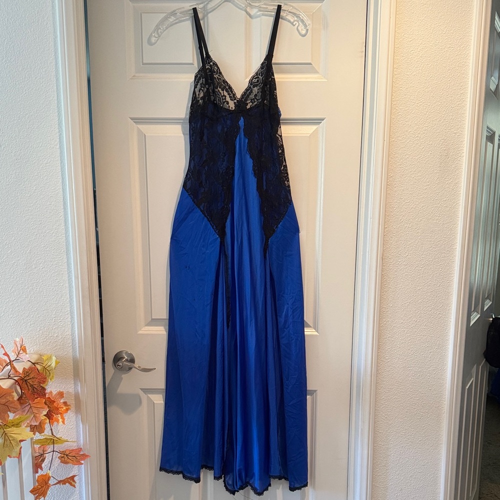 Sleek Black and Blue Lace Chemise